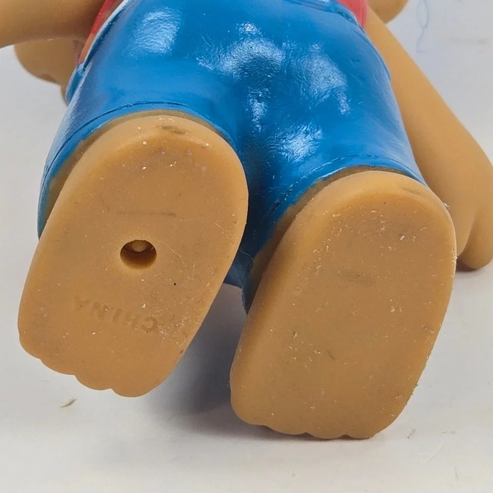 Vtg 90s Russ Berrie Troll Doll Hippie Stripper Blue Hair Red Vest Blue Shorts 4
